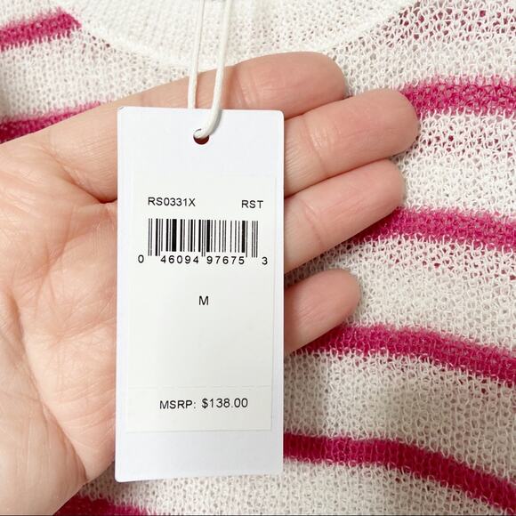 NWT Splendid Striped Twist Hem Tank Top Pink White Preppy Beach Vacay Size M - Picture 5 of 10